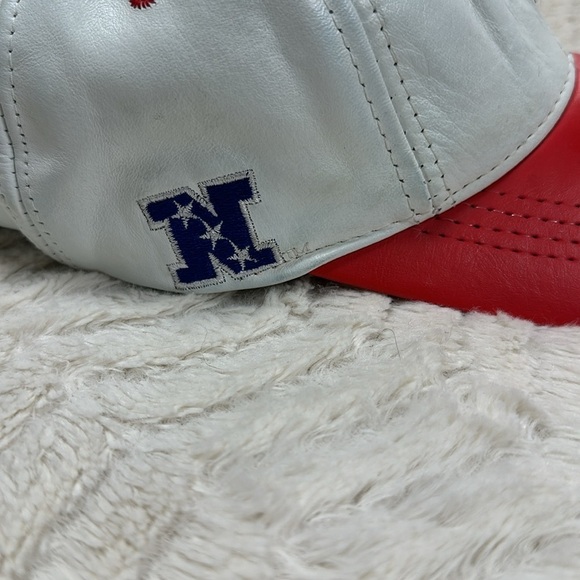 Vintage Logo Athletic Atlanta Falcons LEATHER hat buckle back, 90's, White /red - Picture 3 of 8